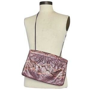 Vintage Varon Snakeskin Handbag Purple Clutch Crossbody Retro Boho Hipster 80s